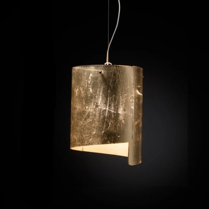 B-Ware Selène Hängeleuchte Pendelleuchte Papiro Glas Lampe gold Glasschirm Wohnzimmer
