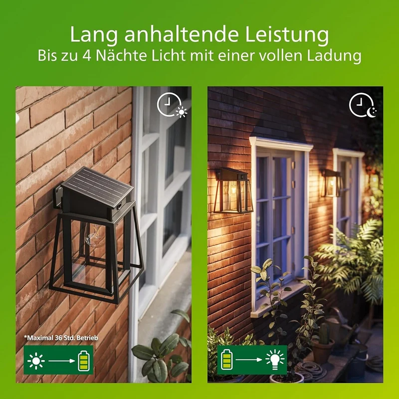 B-Ware Philips Wandleuchte Außenlampe Solarleuchte Ultra-Efficient schwarz SIEHE TEXT