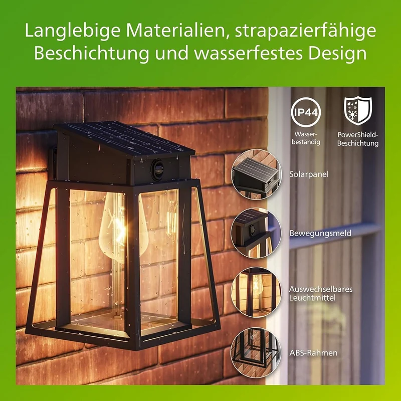 B-Ware Philips Wandleuchte Außenlampe Solarleuchte Ultra-Efficient schwarz SIEHE TEXT