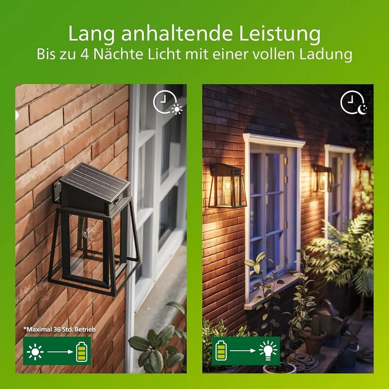 B-Ware Philips Wandleuchte Außenlampe Solarleuchte Ultra-Efficient schwarz SIEHE TEXT