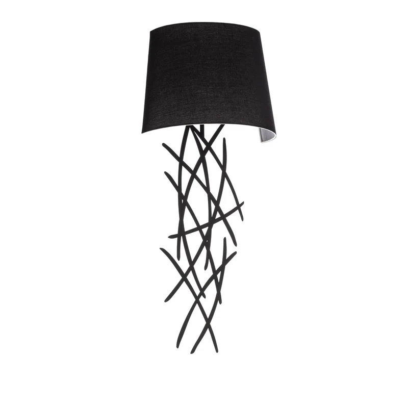 B-Ware Asaf Wandleuchte Wandlampe Stoffschirm schwarz Leuchte Lampe Beleuchtung