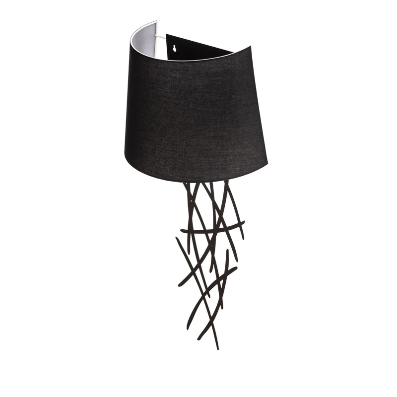 B-Ware Asaf Wandleuchte Wandlampe Stoffschirm schwarz Leuchte Lampe Beleuchtung