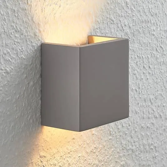 2x B-Ware Lindby Beton-Wandleuchte Smira in Grau 12,5 x 12,5cm Wandleuchte 2 STÜCK