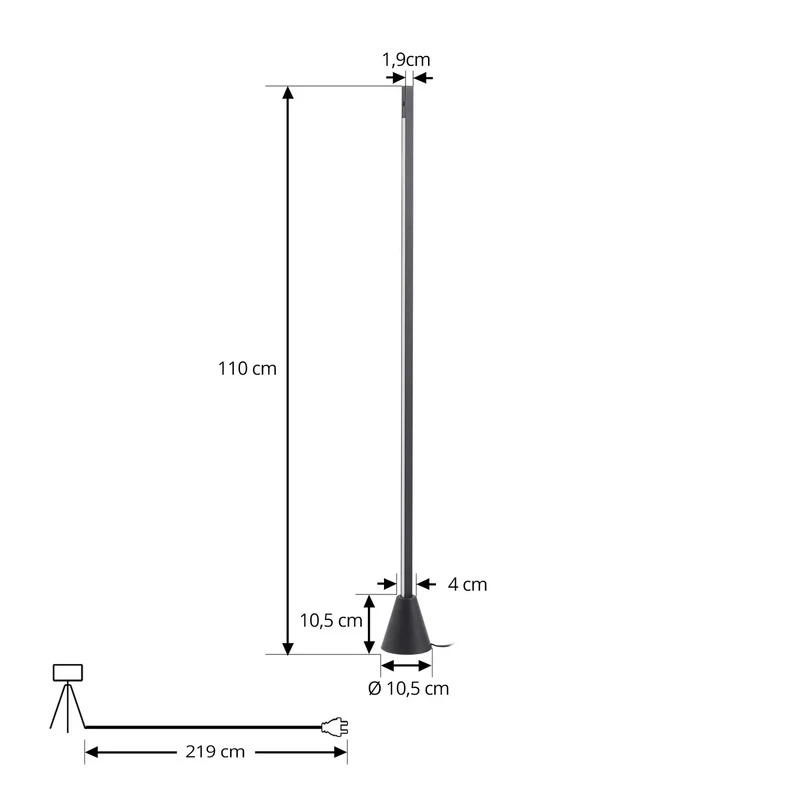 B-Ware Lucande Stehleuchte Linija Standlampe LED schwarz Sensor Dimmer 110 cm 17W 3000K