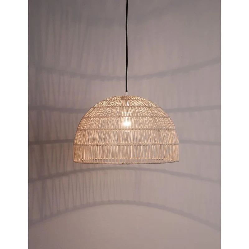 Melody Natur Rattan Hängelampe Halbsphäre