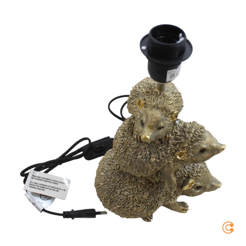 B-Ware KARE Tischleuchte Lampe Igel Familie Animal Gold Braun E27 Leuchte Wohnzimmer979