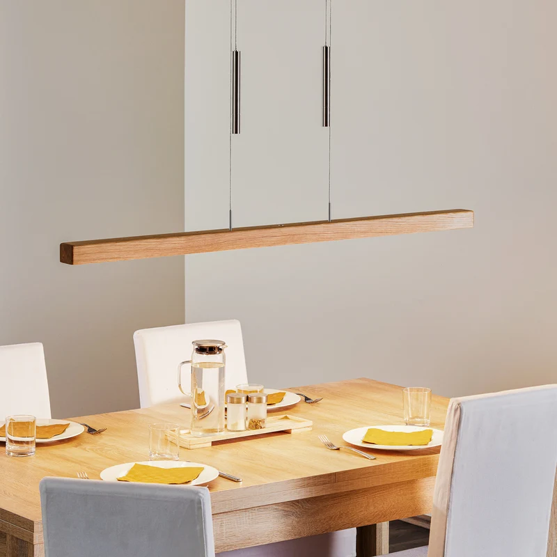 B-Ware HerzBlut Leonora Hängelampe Down 121cm Eiche natur Deckenlampe Deckenleuchte