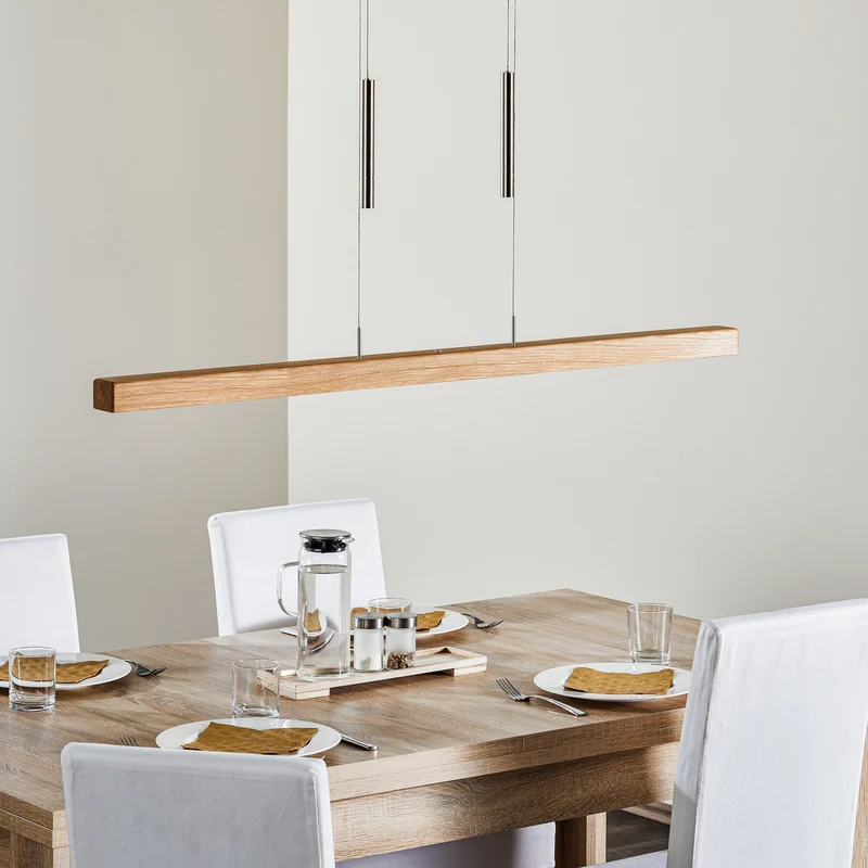 B-Ware HerzBlut Leonora Hängelampe Down 121cm Eiche natur Deckenlampe Deckenleuchte