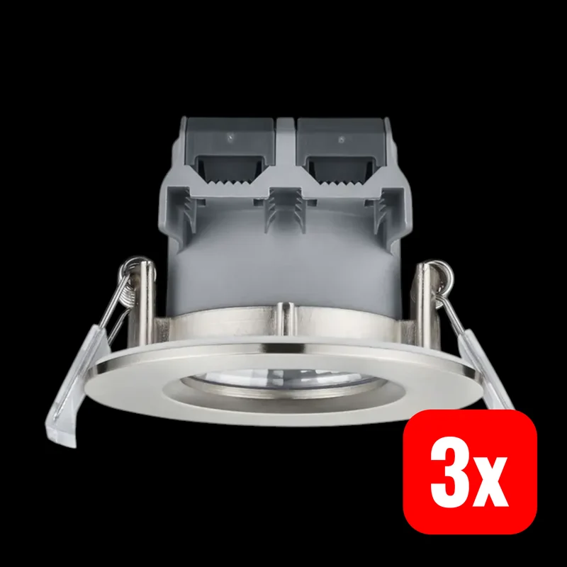 3x B-Ware Trio Lighting Einbaustrahler Deckenspot LED Nickel IP65 Zagros Warmweiß 3 STÜCK