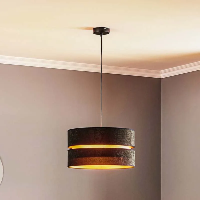 B-Ware Euluna Hängeleuchte Duo Deckenlampe Pendelleuchte E27 schwarz gold Ø40cm 1-flg