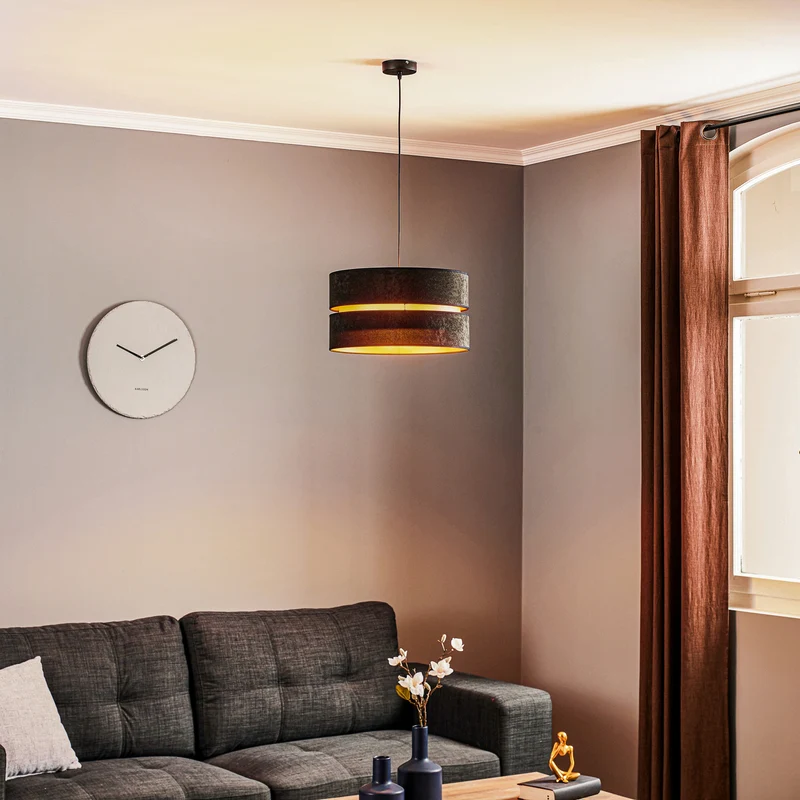 B-Ware Euluna Hängeleuchte Duo Deckenlampe Pendelleuchte E27 schwarz gold Ø40cm 1-flg