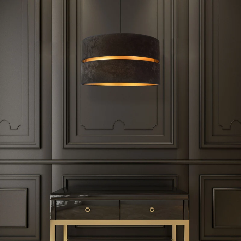 B-Ware Euluna Hängeleuchte Duo Deckenlampe Pendelleuchte E27 schwarz gold Ø40cm 1-flg