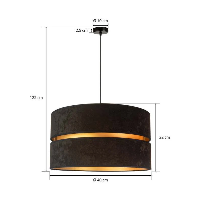 B-Ware Euluna Hängeleuchte Duo Deckenlampe Pendelleuchte E27 schwarz gold Ø40cm 1-flg