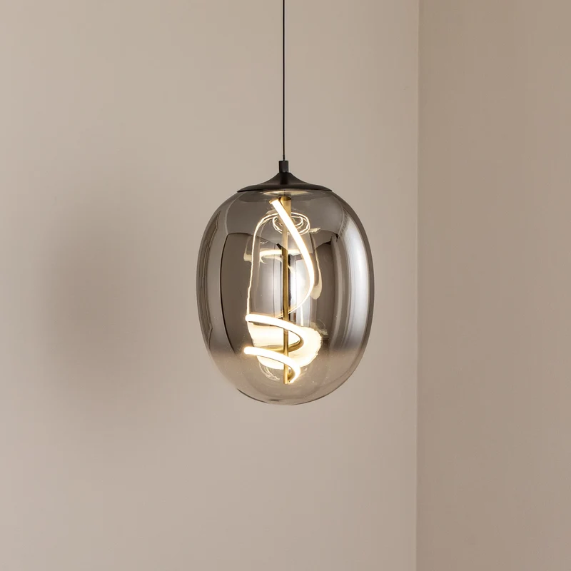 B-Ware ONLI Pendelleuchte Hängeleuchte LED Glas rauchgrau Lilly Wohnzimmer 4000 K 28 cm