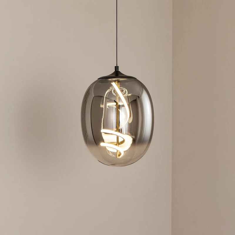 B-Ware ONLI Pendelleuchte Hängeleuchte LED Glas rauchgrau Lilly Wohnzimmer 4000 K 28 cm