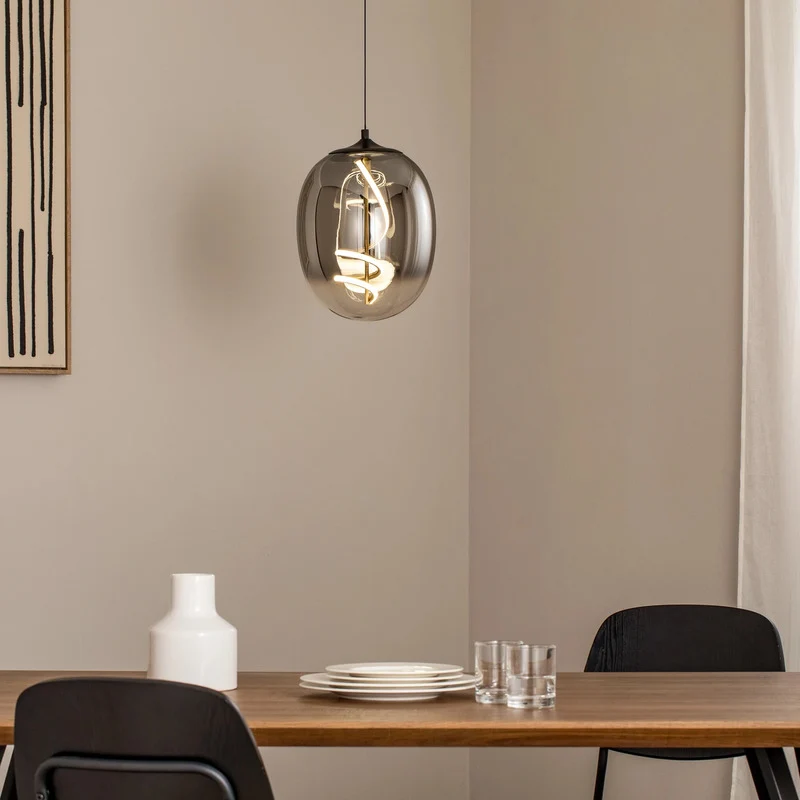 B-Ware ONLI Pendelleuchte Hängeleuchte LED Glas rauchgrau Lilly Wohnzimmer 4000 K 28 cm