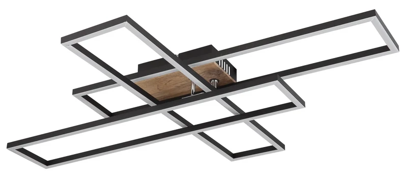 B-Ware Globo Deckenleuchte Lampe LED Dakari Panel Holz Schwarz drehbar 40W Warmweiß