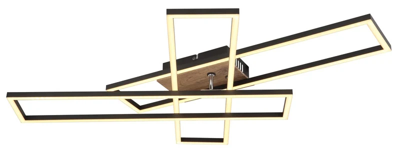 B-Ware Globo Deckenleuchte Lampe LED Dakari Panel Holz Schwarz drehbar 40W Warmweiß