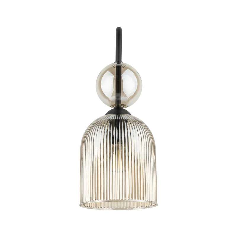 B-Ware Sophia Wandleuchte Wandlampe Glas Metall cognac schwarz Lampe Leuchte LED E14252