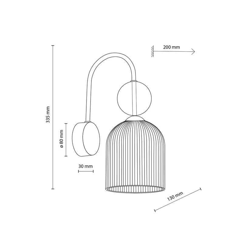 B-Ware Sophia Wandleuchte Wandlampe Glas Metall cognac schwarz Lampe Leuchte LED E14252
