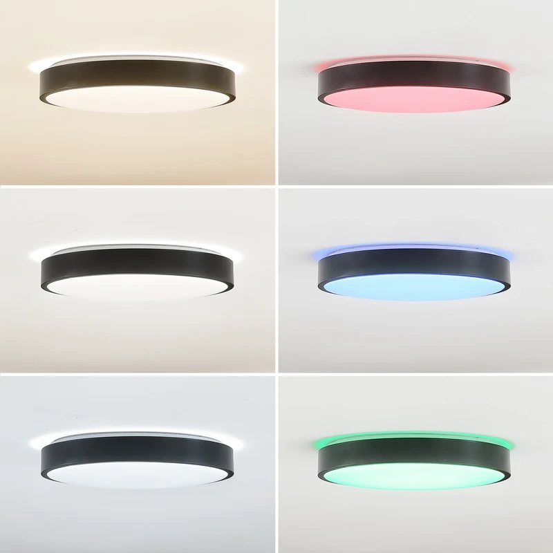 B-Ware Lindby Deckenleuchte Lampe LED Smart Schwarz Tuya App Steuerung RGB CCT 38 cm
