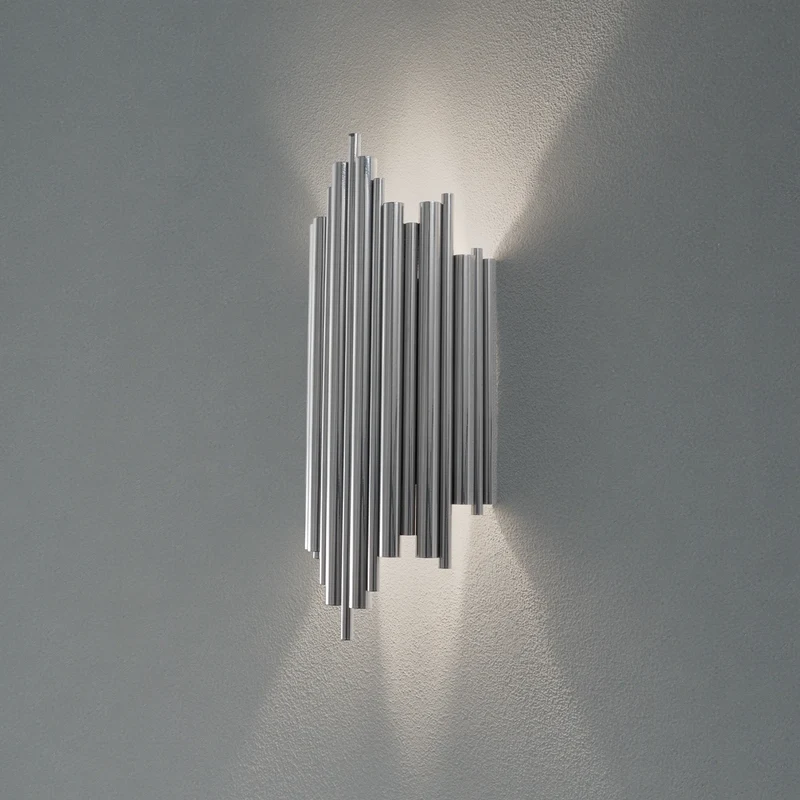 B-Ware Opviq Wandleuchte Reis Wandlampe Leuchte chrom Metall Höhe 50 cm E14 LED dimmbar