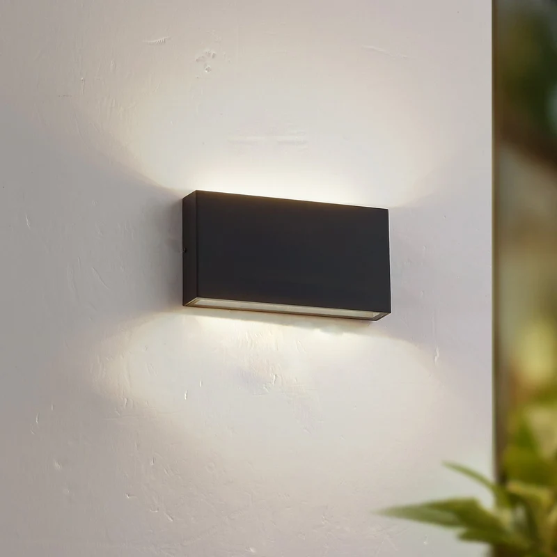 B-Ware Lindby LED Außenwandlampe Leuchte Jarte schwarz Metall IP54 17cm