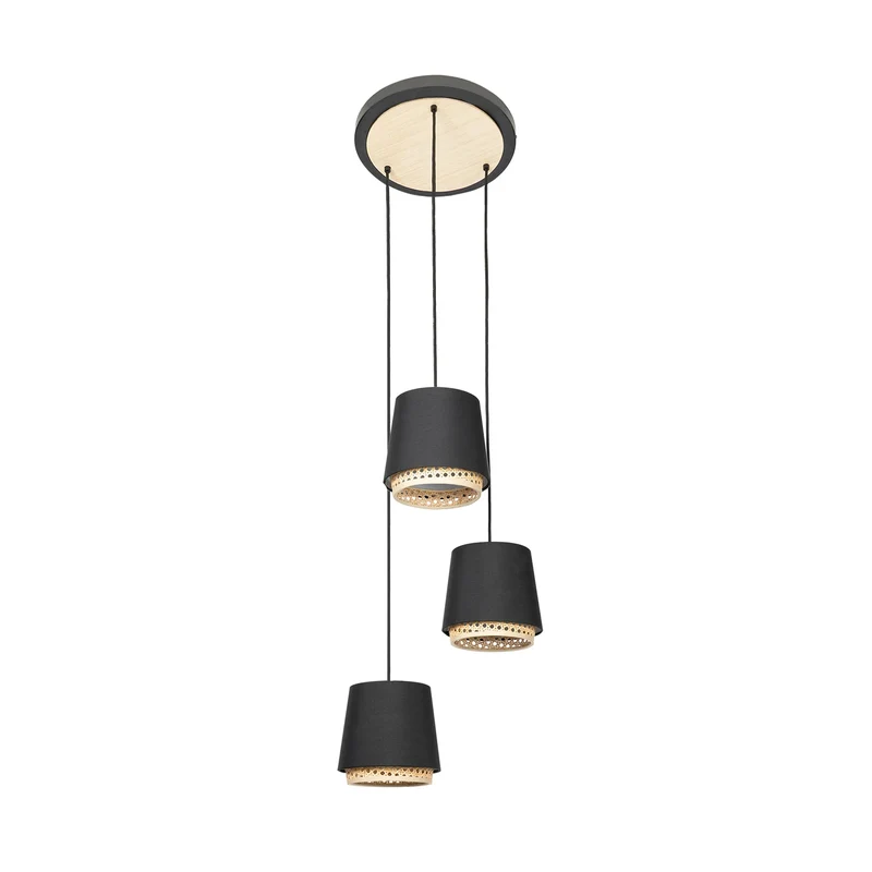 B-Ware Lindby Hängeleuchte Pendelleuchte Rondell Ananya 3-flg holz Metall Rattan