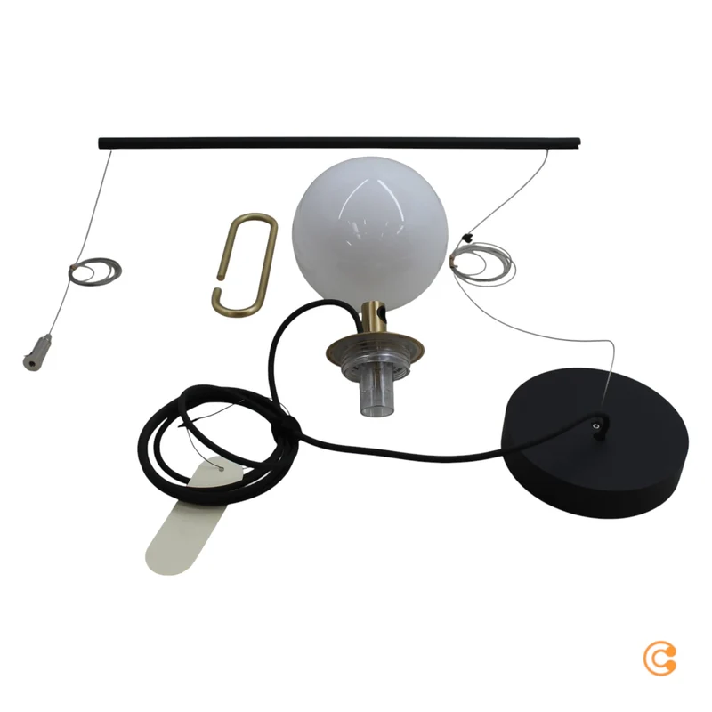 B-Ware Pendelleuchte Hängeleuchte nh s1 14 Kugel Messing Weiß satiniert Glas Lampe