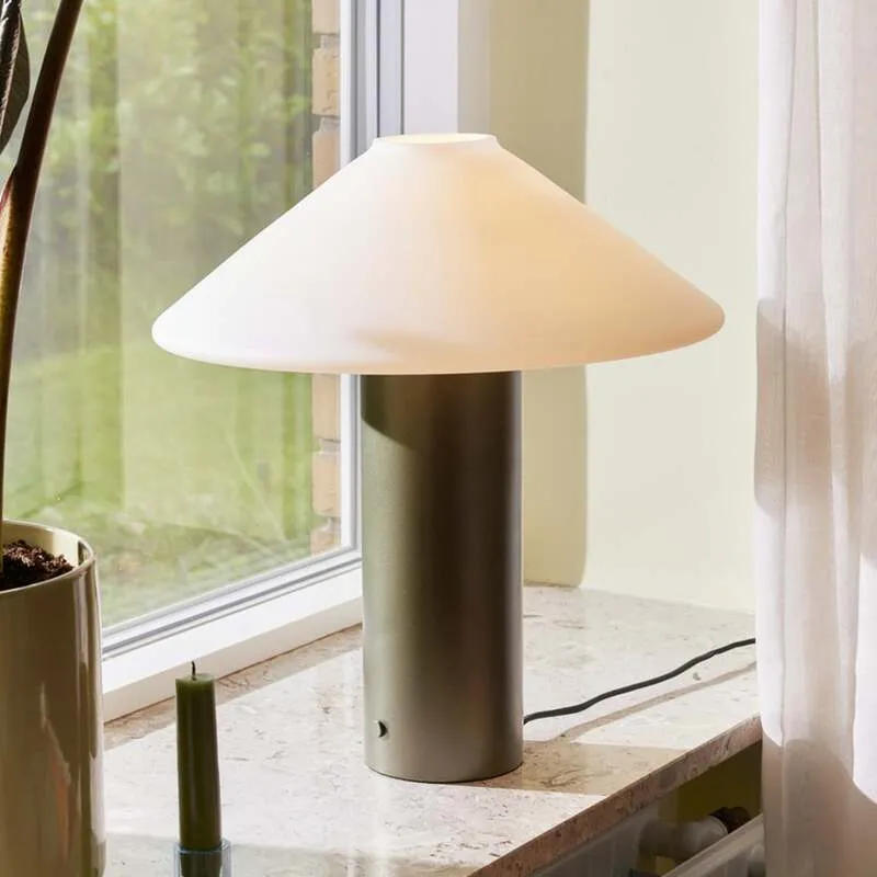 B-Ware Hübsch Tischleuchte Lampe Orbit Dunkelgrün Weiß Eisen Glas Schalter Dimmbar