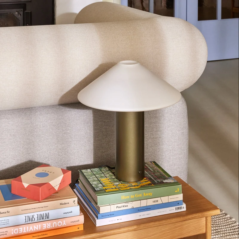 B-Ware Hübsch Tischleuchte Lampe Orbit Dunkelgrün Weiß Eisen Glas Schalter Dimmbar