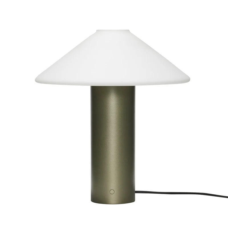 B-Ware Hübsch Tischleuchte Lampe Orbit Dunkelgrün Weiß Eisen Glas Schalter Dimmbar