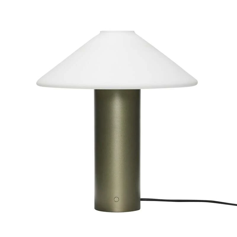 B-Ware Hübsch Tischleuchte Lampe Orbit Dunkelgrün Weiß Eisen Glas Schalter Dimmbar