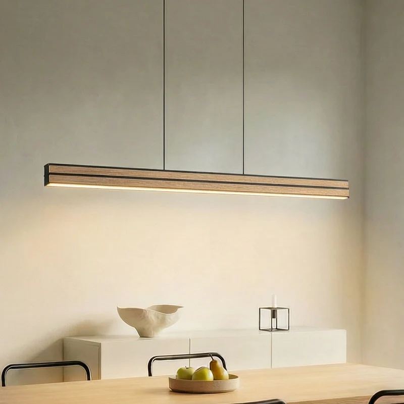 B-Ware Quitani Pendelleuchte Hängelampe LED Eiche Schwarz dimmbar Esszimmer Beleuchtung