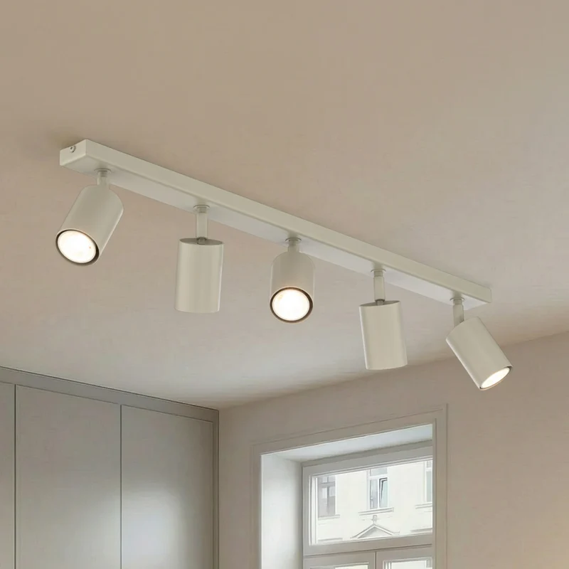 B-Ware Deckenstrahler Zoom Deckenleuchte Strahler grau beige Stahl 5-flg Lampe GU10927