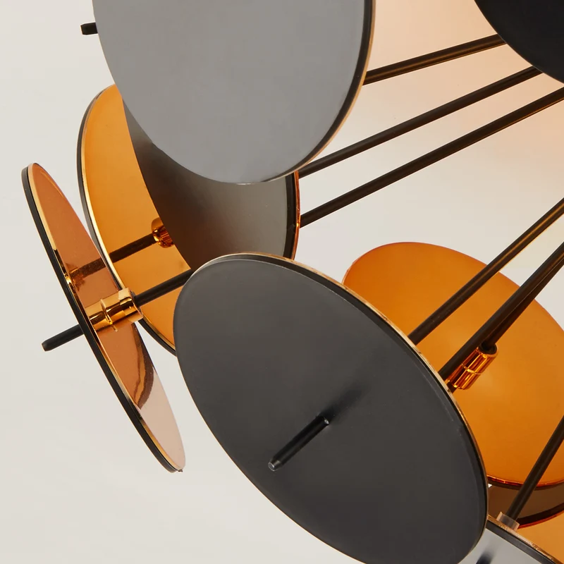 B-Ware Searchlight Deckenleuchte Lampe Discus Schwarz Gold Dreiflammig Stahl Kunststoff