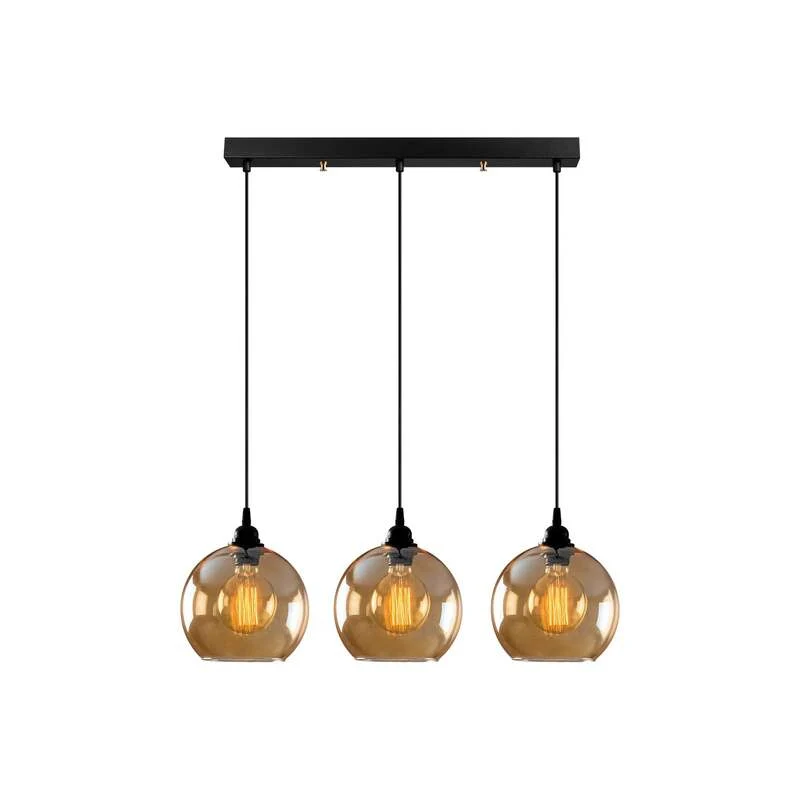 B-Ware Opviq Hängelampe Gold 022 Hängeleuchte Leuchte Lampe 3-flammig linear Glas Ø2801