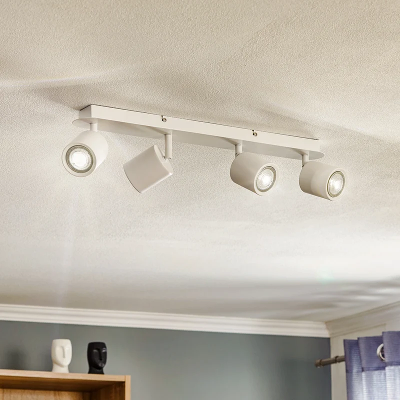B-Ware Modo Deckenspot Strahler Deckenlampe Leuchte Edelstahl Kunststoff Weiß 4-flg