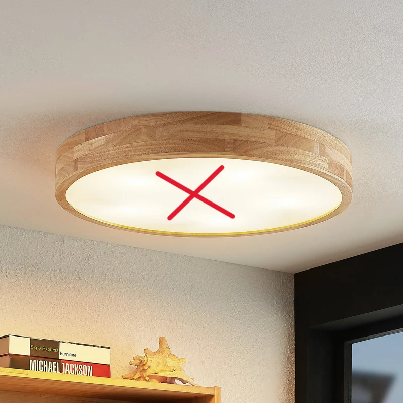 B-Ware Lindby Tanju Deckenlampe Deckenlicht E27 Eiche hell weiß Ø60cm SIEHE TEXT/FOTO