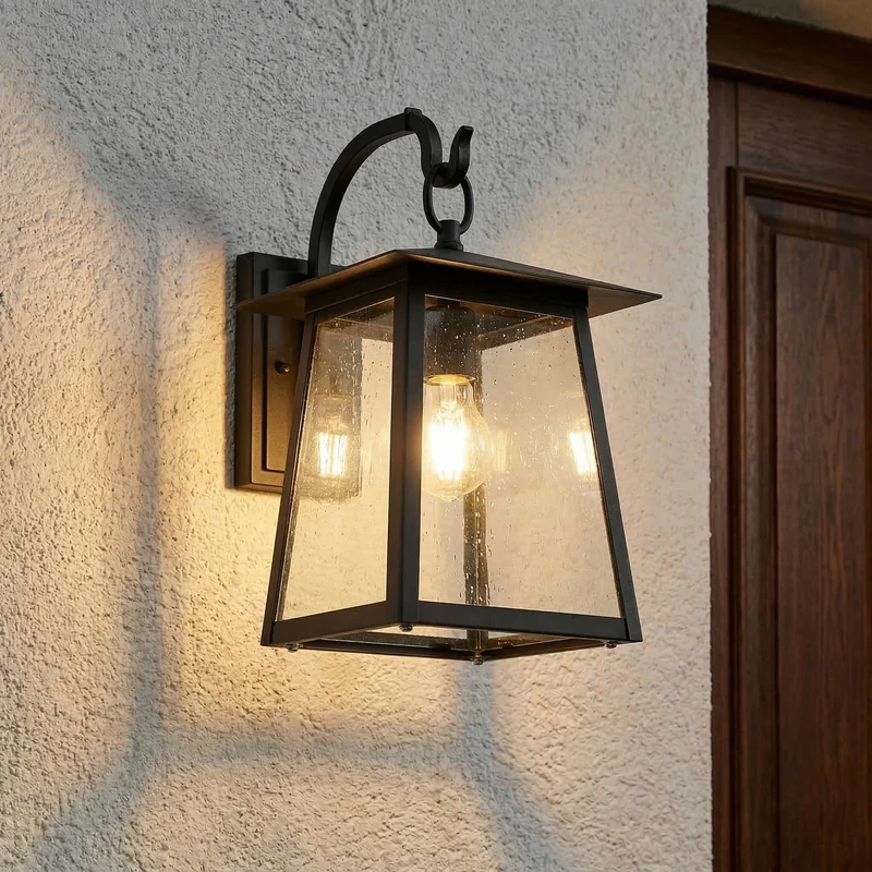 B-Ware Leuchte Außenwandleuchte Laterne Lindby Lucande schwarz Aluminium Glas365