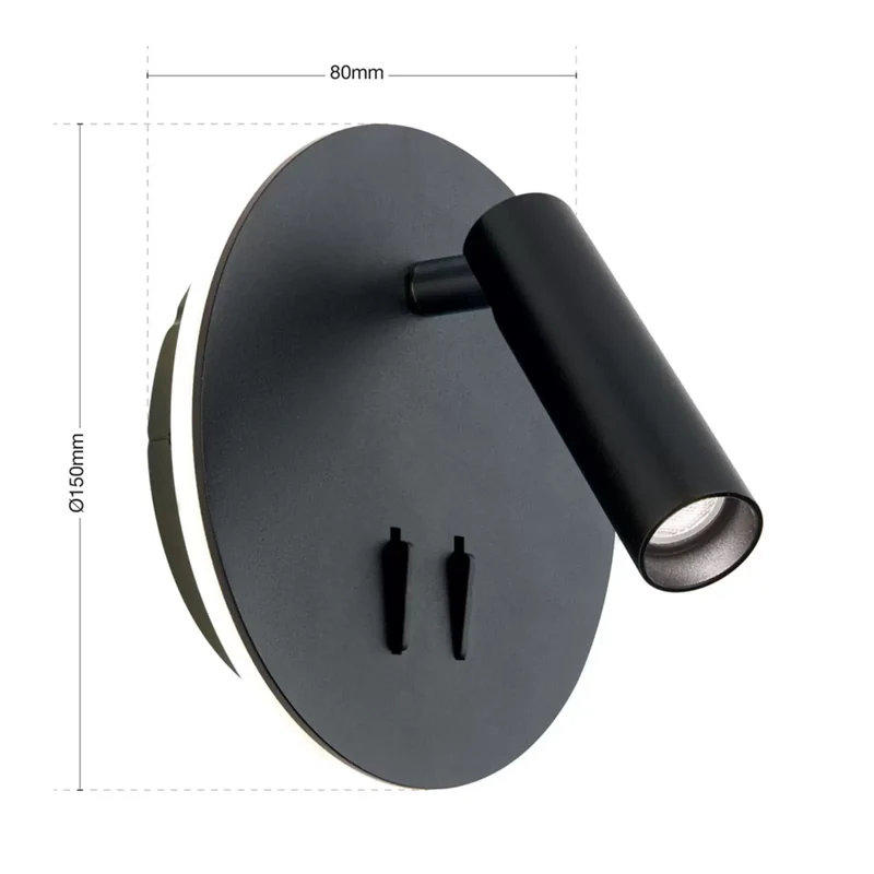 B-Ware LED-Wandleuchte Lenny mit 2 Lichtquellen schwarz Wandlampe Lampe Leuchte Spot