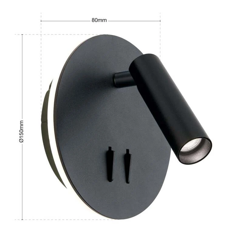 B-Ware LED-Wandleuchte Lenny mit 2 Lichtquellen schwarz Wandlampe Lampe Leuchte Spot