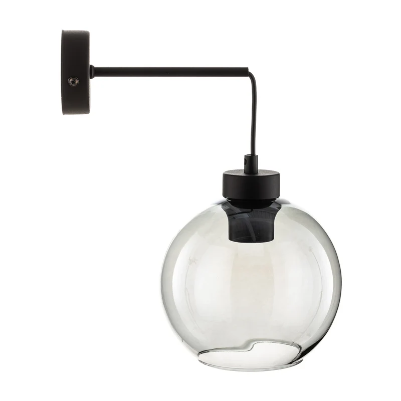 B-Ware TK Lighting Wandlampe Cubus Wandleuchte Glas Metall rauchgrau schwarz E27