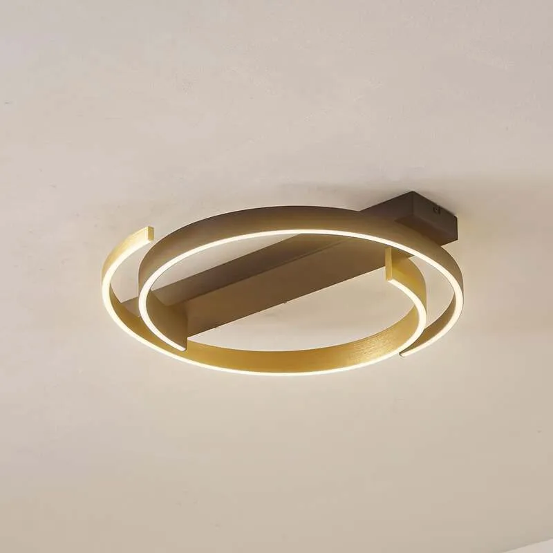 B-Ware Lucande Deckenleuchte Lampe LED Natsuma schwarz gold Ø50 cm Beleuchtung Leuchte
