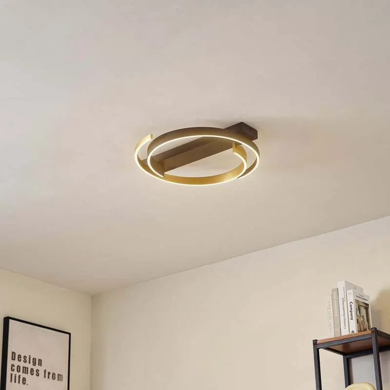B-Ware Lucande Deckenleuchte Lampe LED Natsuma schwarz gold Ø50 cm Beleuchtung Leuchte