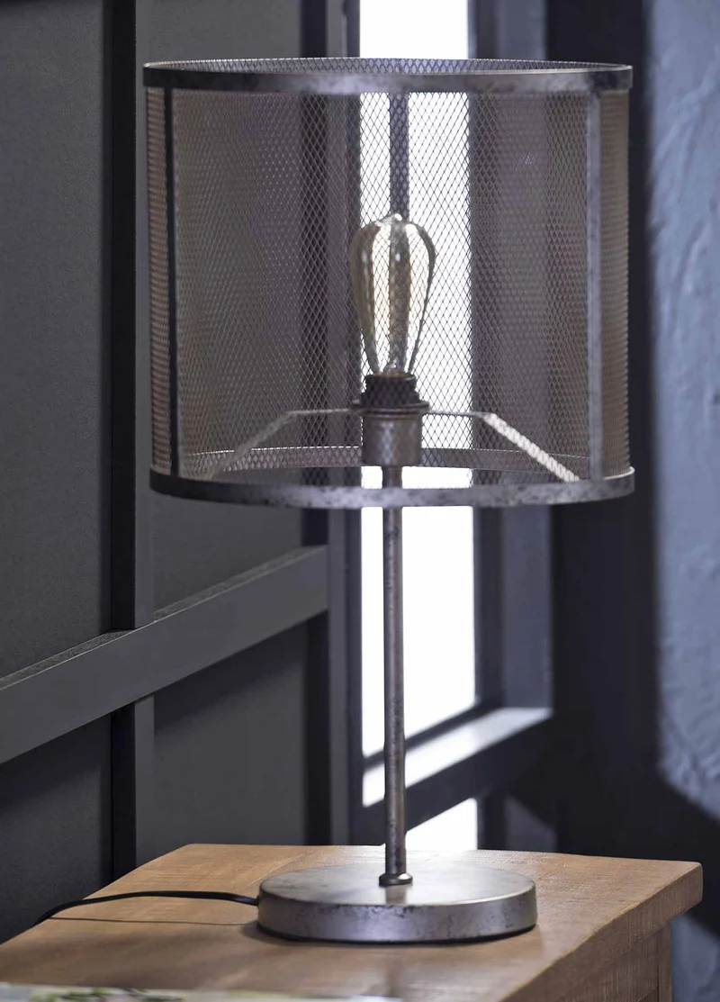 Tischleuchte ROND Silber Antik Look