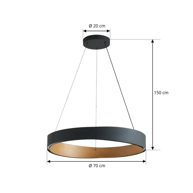 D-Ware Lucande Pendelleuchte LED Fernbedienung schwarz Holz dimmbar DEFEKTWARE
