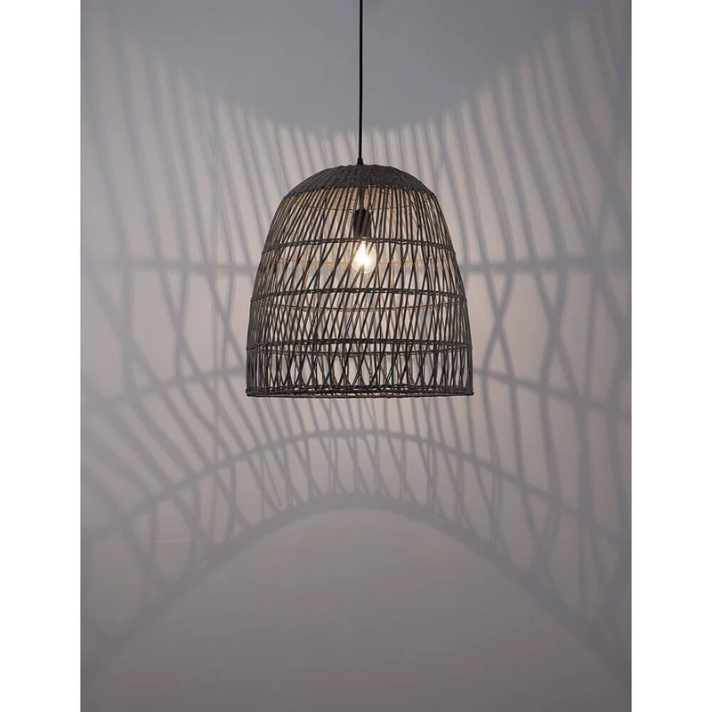 Destin Hängelampe Grau Rattan
