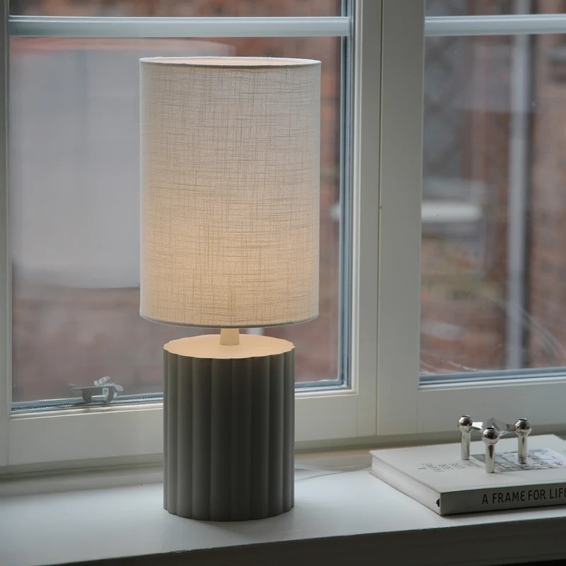 B-Ware Markslöjd Tischleuchte Lampe Can Keramik Textil Weiß Grau 57 cm E27 LED Leuchte