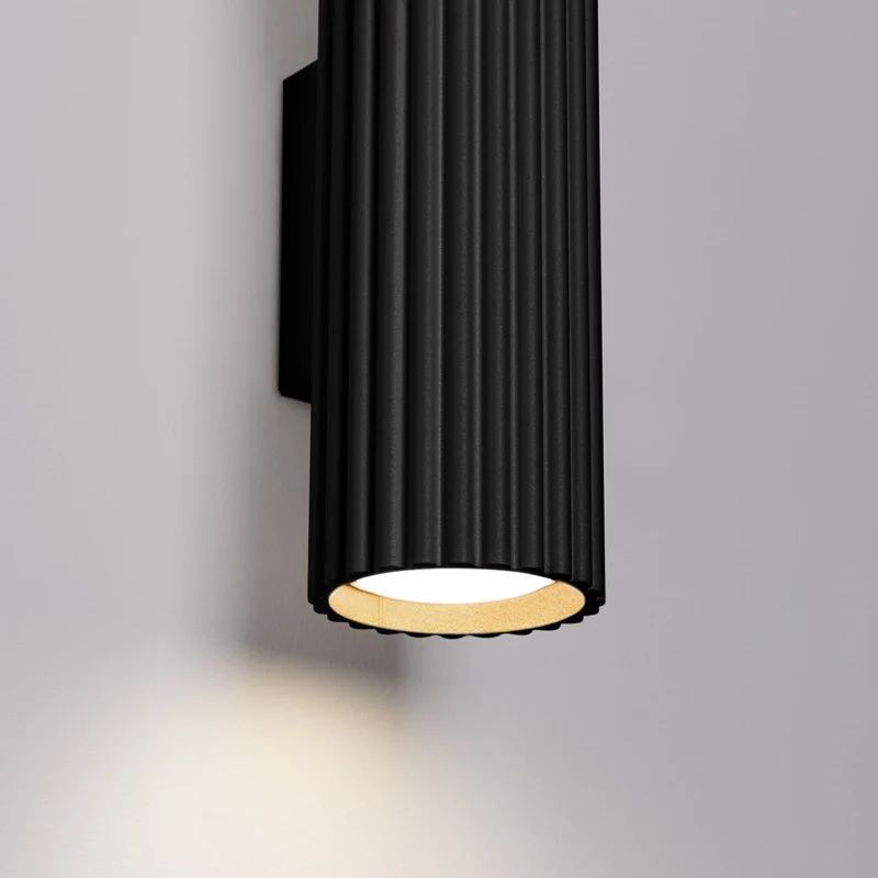 B-Ware Wandleuchte Karbon Wandlampe Aluminium Schwarz 2-flammig dimmbar 20 cm GU10 LED